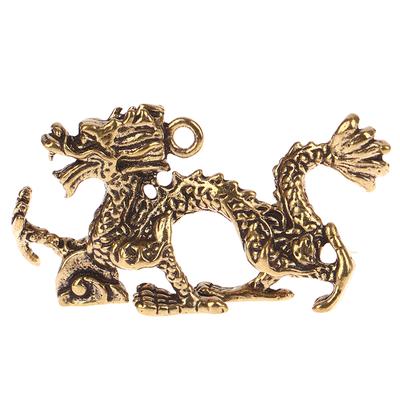 Estatua pequeña de dragón del zodiaco de latón macizo, adorno de escritorio, decoración Feng Shui, 1 ud.