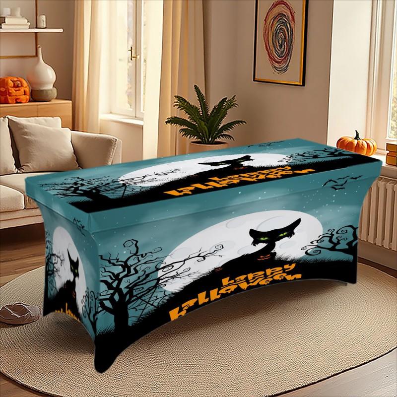 Halloween Printed Stretch Tablecloth Milk Fabric Outdoor Party Decor