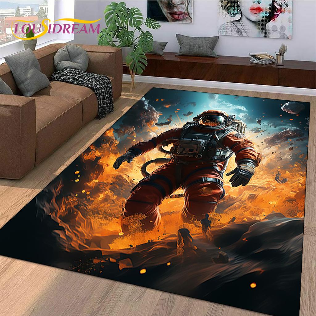 Astronaut Dream Universe Spaceman 3D Outer Space Cartoon Rug Carpet for Living Room Bedroom Decor,Non-slip for Sofa Doormat Kids