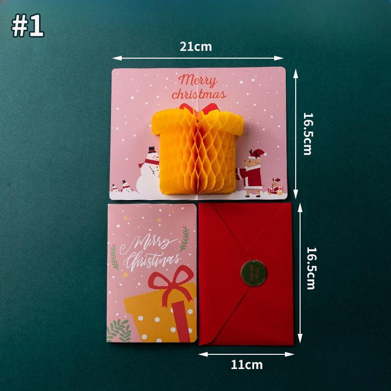 Merry Christmas Greeting Cards New Year 2025 Blessing Postcard Navidad Foldable Greeting Cards Xmas Tree Party Hanging Decor