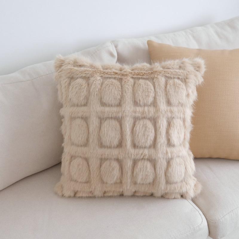 30X50/45X45/50X50CM Cream Plush Throw Pillow Cover Light Luxury Soft Waist Cushion Cover Decor Home Decorative Pillowcase