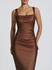Elegant European & American Style Sleeveless Strappy Evening Gown