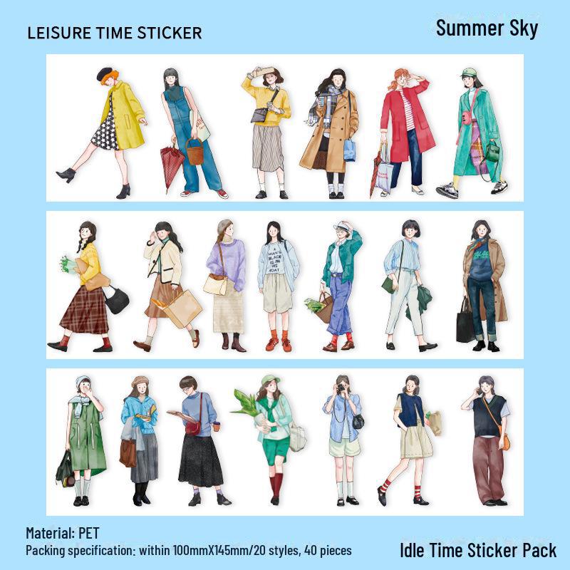 Leisure Time Korean Character Sticker Pack for Notebooks