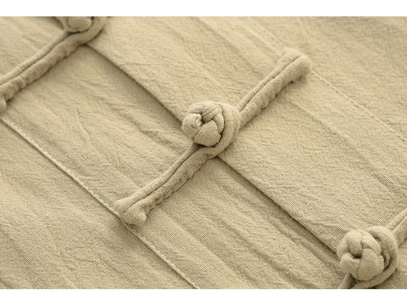 Men’s Chinese Cotton Linen Tang Suit Long Sleeve Frog Button Kung Fu Shirt - Hanfu Zen Meditation Top for Middle-Aged & Elderly (Spring)