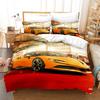 Sport Racing Car Duvet Cover Set Blue Race Car Bedding Set Full Size Boys Blue Flame Extreme Speed Sports Car Comforter Cover