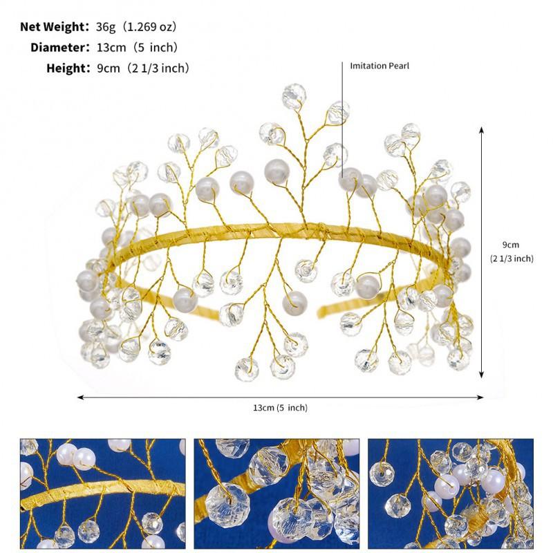 Handmade Diy Beaded Headband Wedding Birthday Party Hair Accessories Fairy Pearl Crystal