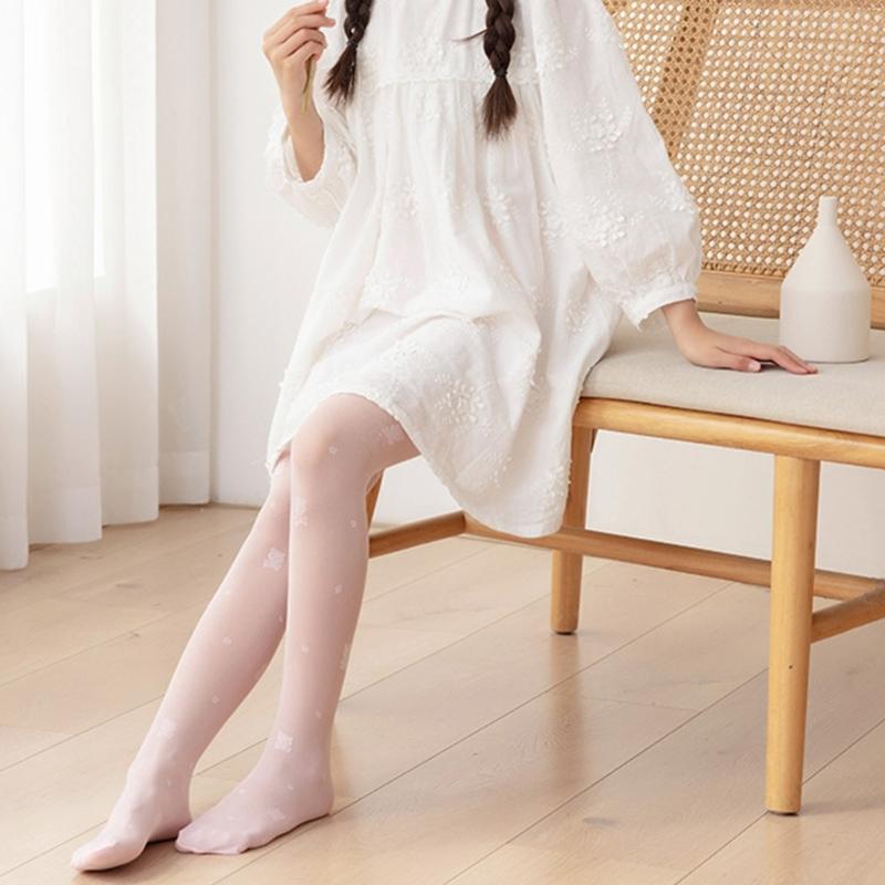 Soft Velvet Tights for 4-15 Years Girls Breathable Snagging Proof Design Ballet Dance Practices Leggings Bear Pantyhose