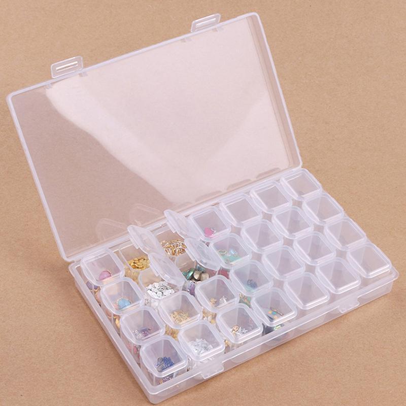 28 Compartment Adjustable Clear Plastic Storage Box For Jewelry Earrings Beads Screws Small Accessories Storage Box