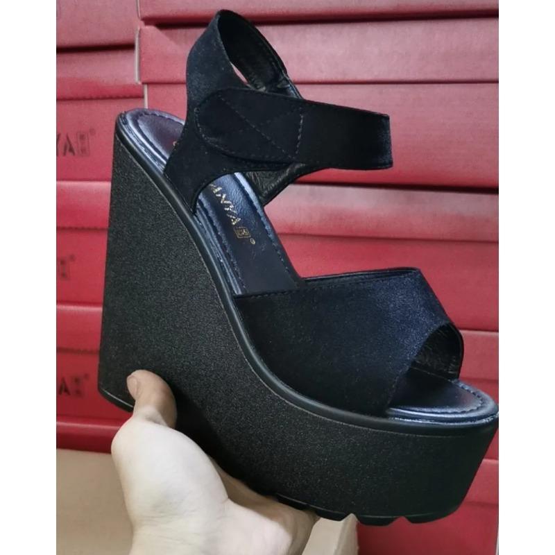 15CM Super High Heels Wedges Women Sandals 2025 Summer Thick Bottom Peep Toe Platform Female Sandals Sexy Party Dress Show Shoes