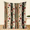 Kerst Ornament Gestreepte Fleece Deken, Retro Kerstbal Sneeuwvlok Poinsettia Bedrukte Worpdeken, Zacht Knus Feestelijk Huiscadeau
