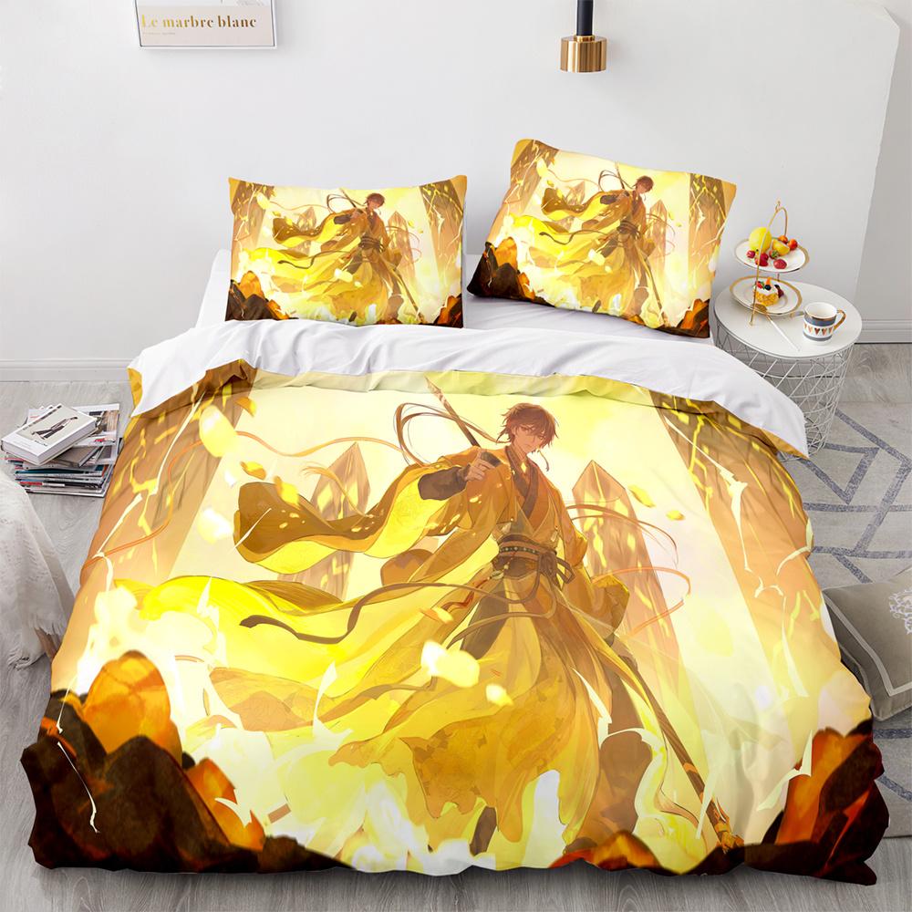 Genshin Impact Bedding Set Game 3d Print Bed Linen Quilt Soft Duvet Cover Sets Home Textile Queen King Size Girl Kids Room Decor