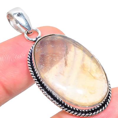 Natural Fluorite Gemstone Handmade 925 Sterling Silver Pendant 1.89" S3r76