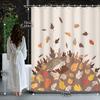 1Pc Autumn Home Decor Thanksgiving Cartoon Falling Maple Leaves Animal Hedgehog Shower Curtain Polyester Fabric Machine Washable