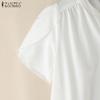 ZANZEA Women Summer V-Neck Short Sleeve Solid Color Casual Blouse