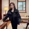 2024 Autumn/Winter Korean Style Fashionable Zipper Lapel Patchwork Short Cotton-Padded Jacket for Women