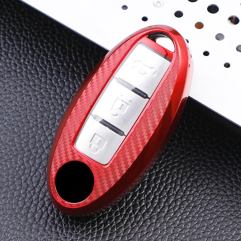 Carbon Fiber Key Case for 22 Nissan Models: Qashqai, X-Trail, Kicks, Murano, Tiida, Sylphy, Patrol, Teana.