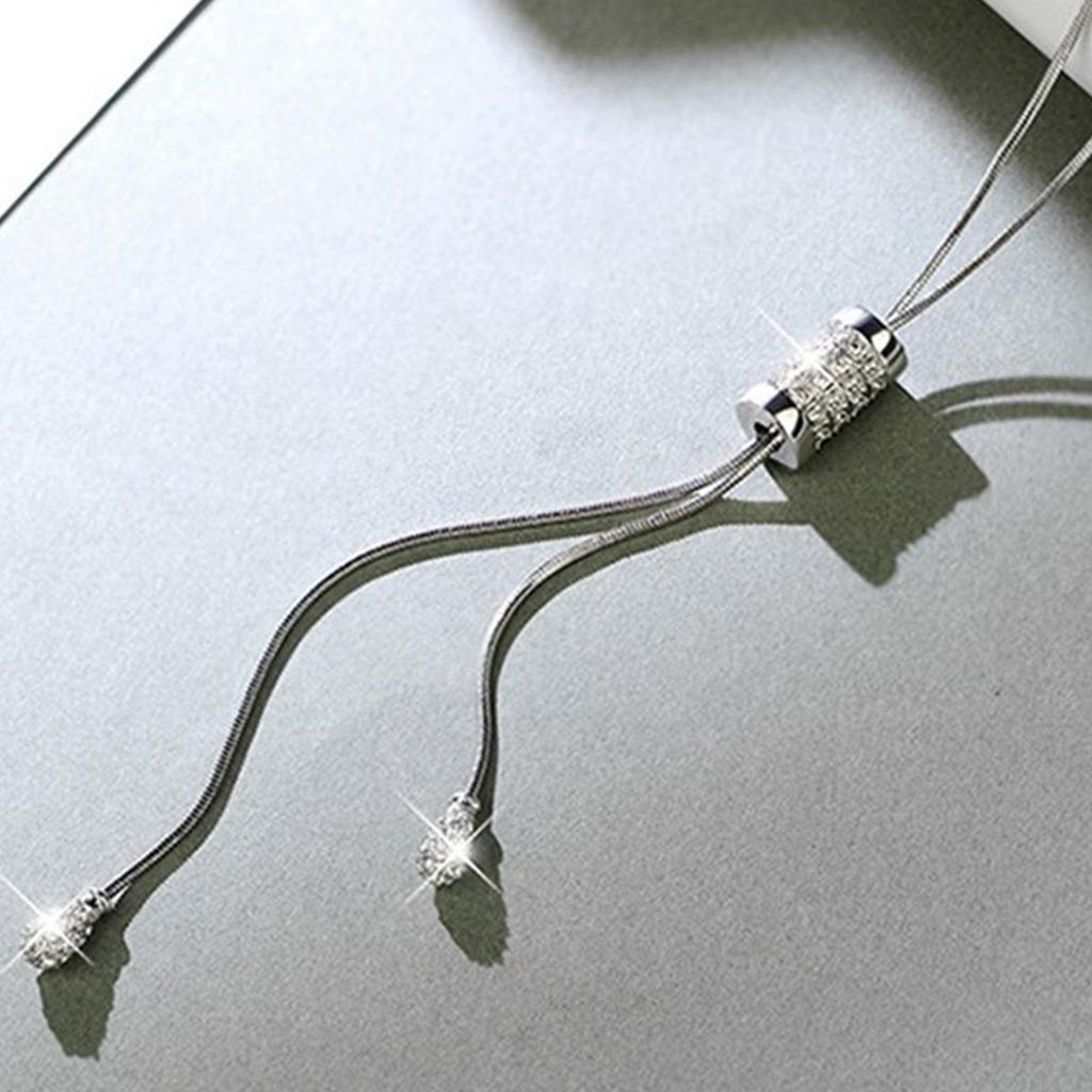 Elegant Women's Tassel Pendant Necklace Versatile Long Chain Necklace Adornment With Crystal Embellished Tassels Charm