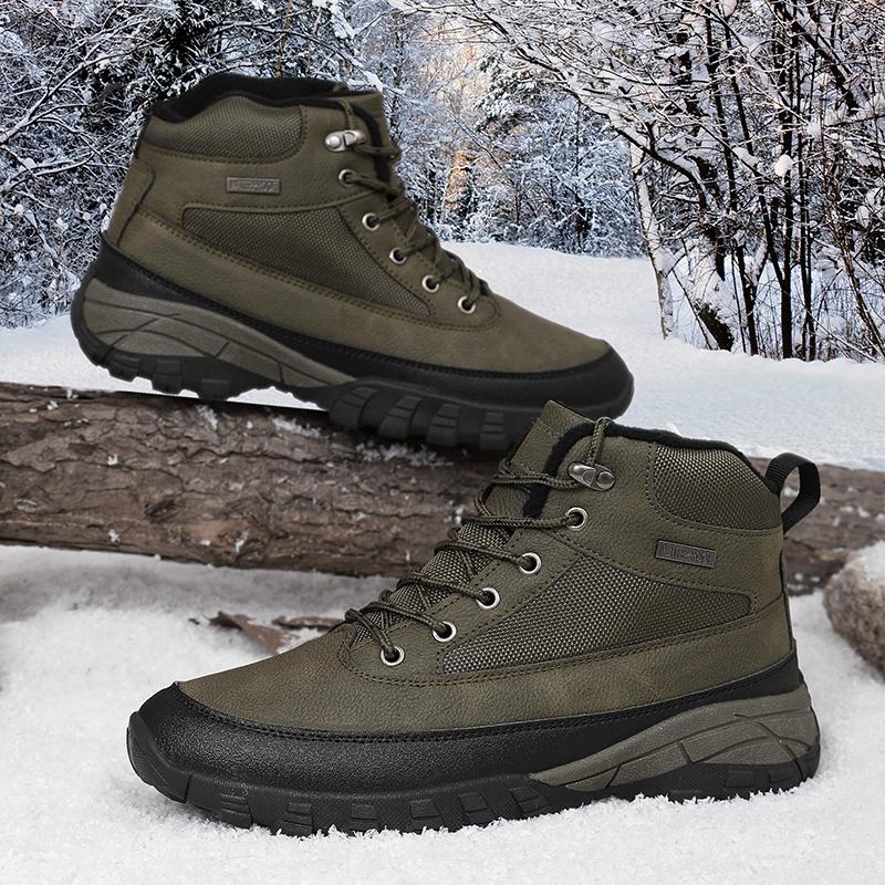 TUINANLE Men's High Top Casual Hiking Shoes - Autumn/Winter Wear-Resistant Trendy Sports Footwear Plush Boots