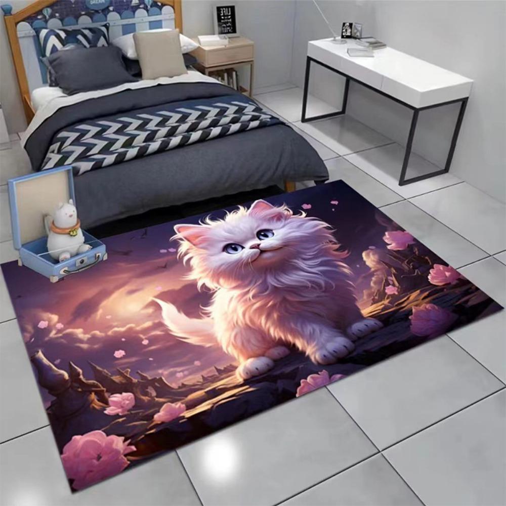 Bedroom Bedside Blanket Crystal Velvet Soft Cat Cartoon Carpet Household Living Room Dirt-resistant Floor Mat
