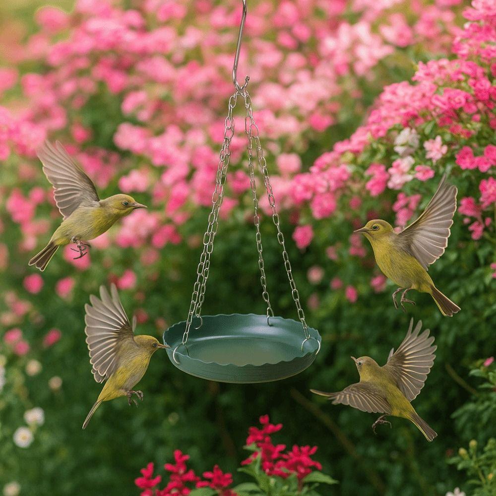 with Chain Outside Bird Tray Plastic Hanging Bird Bath Bird Feeder Plate Bird Feeding Tray  Garden