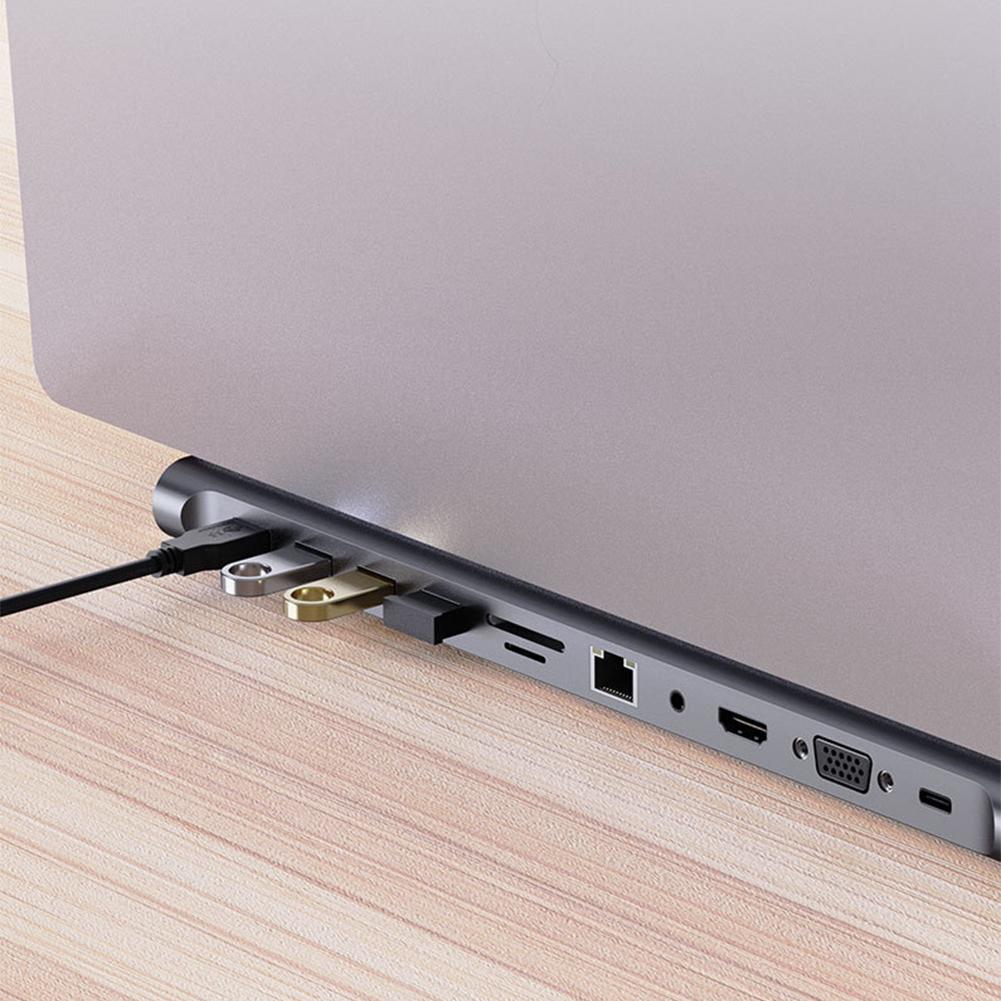 11 in 1 USB C Docking Station 100W PD SD/TF Audio USB C Hub Triple Display Multiport Adapter for Surface/HP/Dell/Lenovo/MacBook