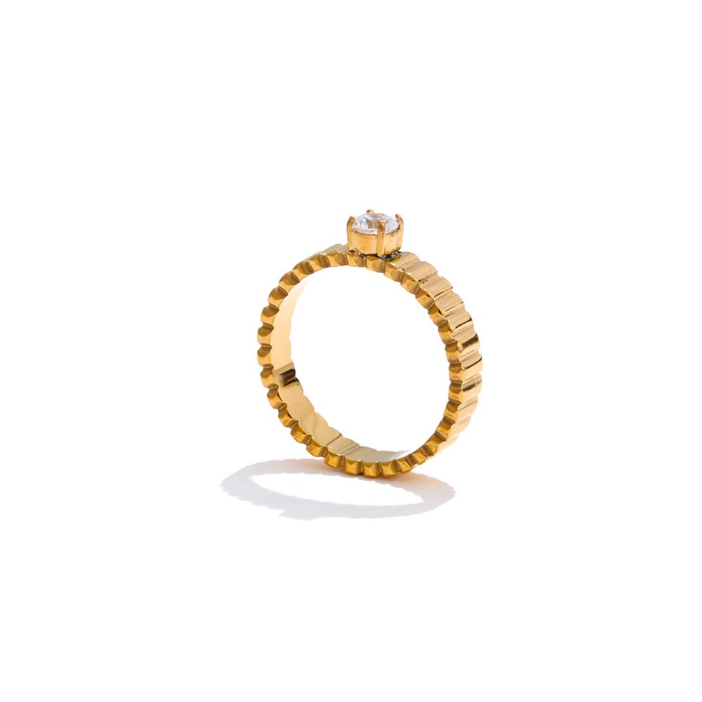 

Yhpup Exquisite Stainless Steel Zirconia Golden Ring for Women Temperament High Quality Chic Jewelry Recommend 6