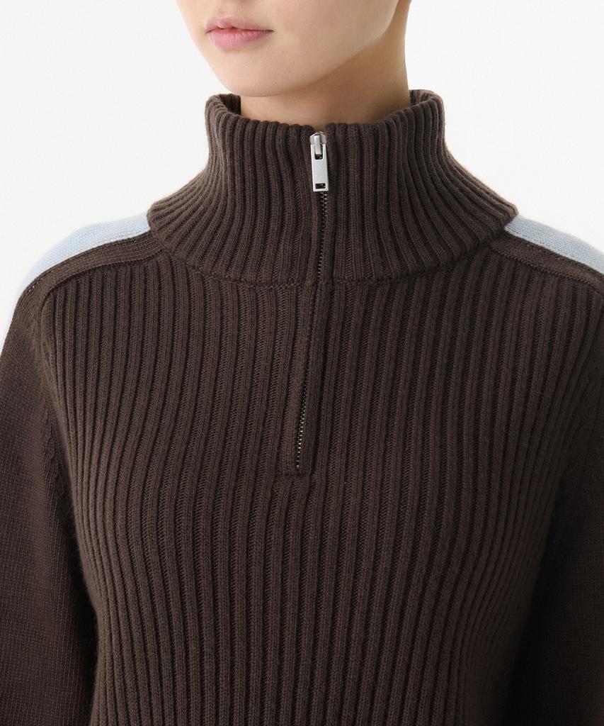 MUSINSA STANDARD WOMAN Women'S Ribbed Track Knit Half Zip [Brown]