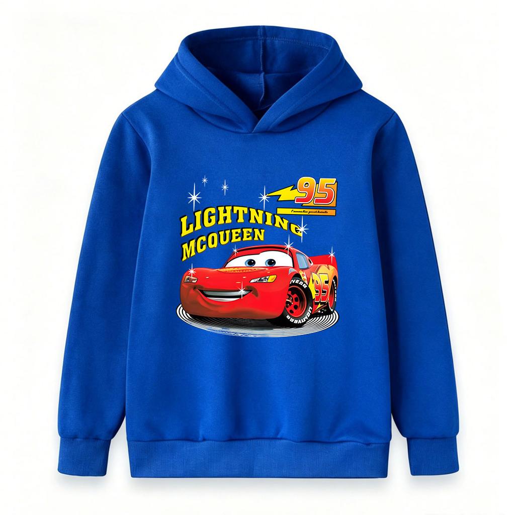 Kids Boys Girls Cute Red Racing Car 95 Graphic Print Casual Pullover Hoodie Soft Long Sleeve Warm Hooded Sweatshirt For Daily Wear And Sport