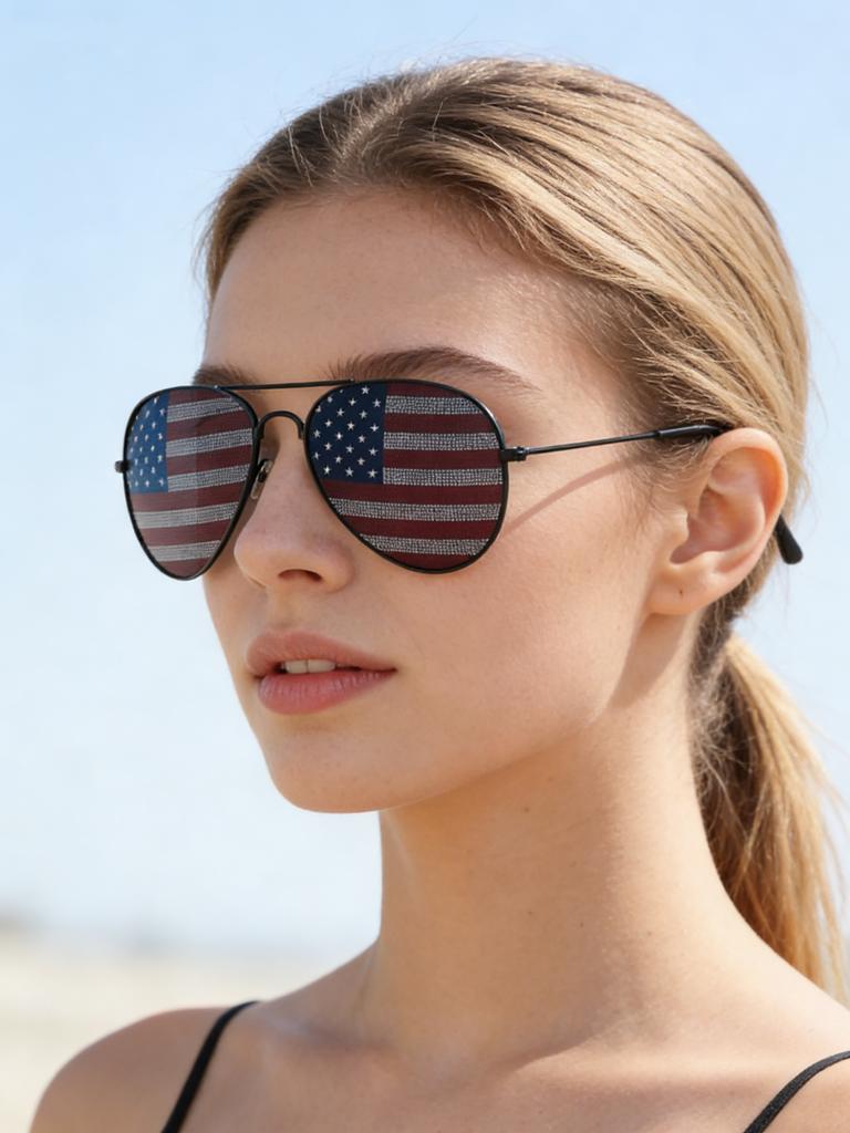 American Flag Aviator Sunglasses UV Protection Patriotic Shades for 4th of July & Outdoor Activities KJ095