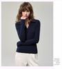Women's 2025 Slim-Fit V-Neck Knit Long-Sleeve Polo Pullover