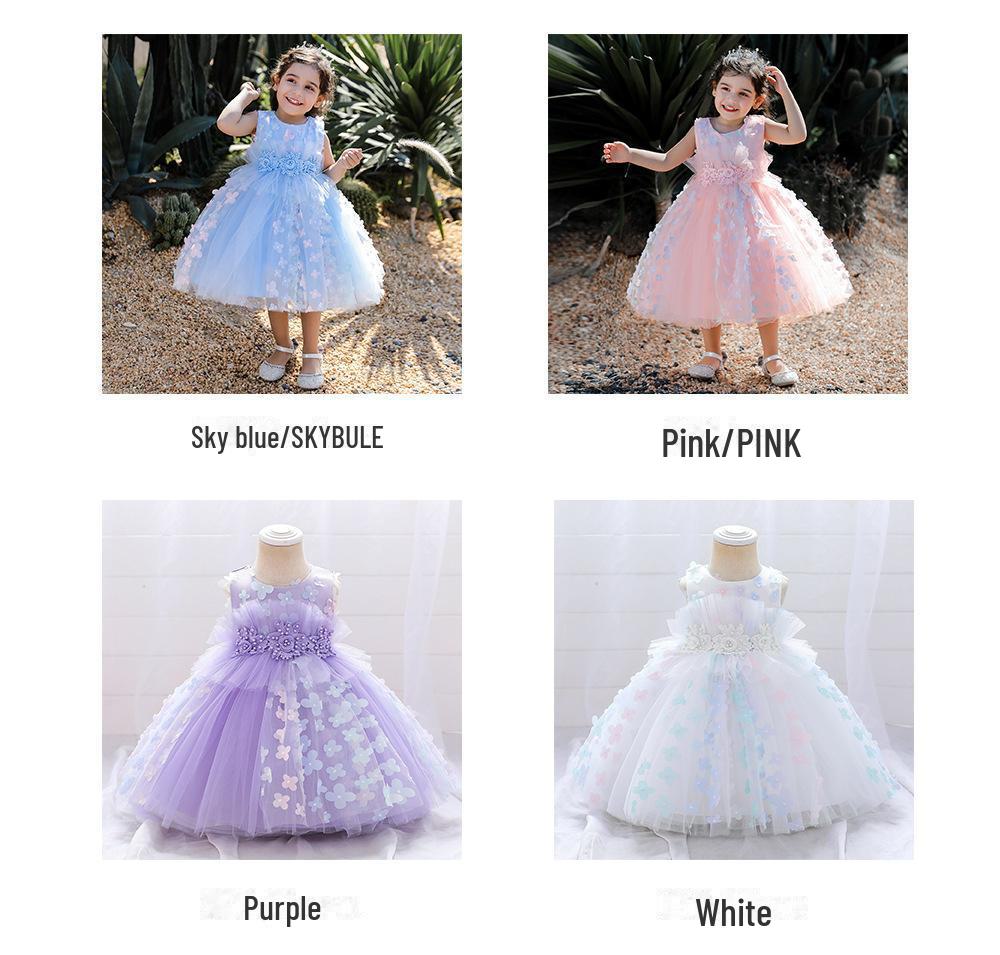 Vestido de bebê fofo com estampa floral 3D para casamentos e ocasiões especiais