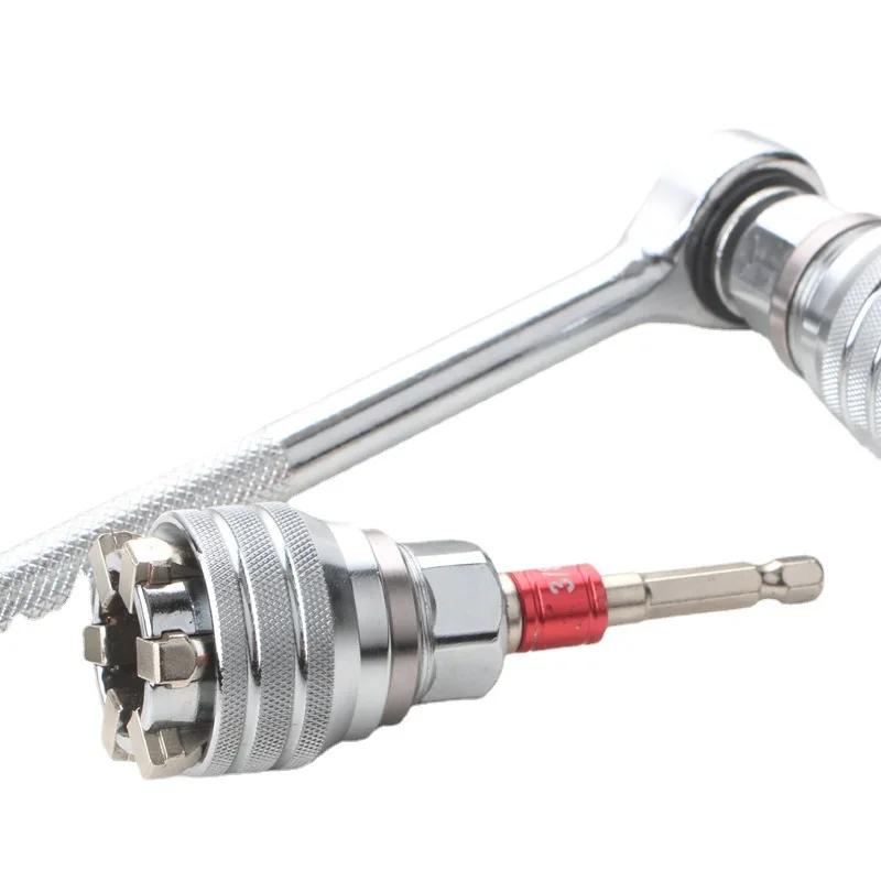 Universalhülse 3/8 Zoll 10-19 mm verstellbarer Sechskant-Universalsteckschlüsselsatz Drehmoment-Ratschenschlüsselkopf Spannerhülsenwerkzeuge für Mechaniker