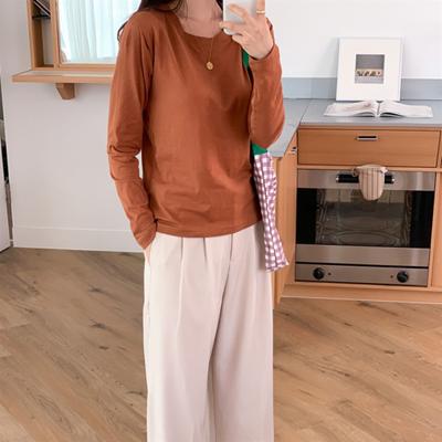 New Arrivals Open Run Women Basic FiT 100  CoTTon Long Sleeve Round T shirT