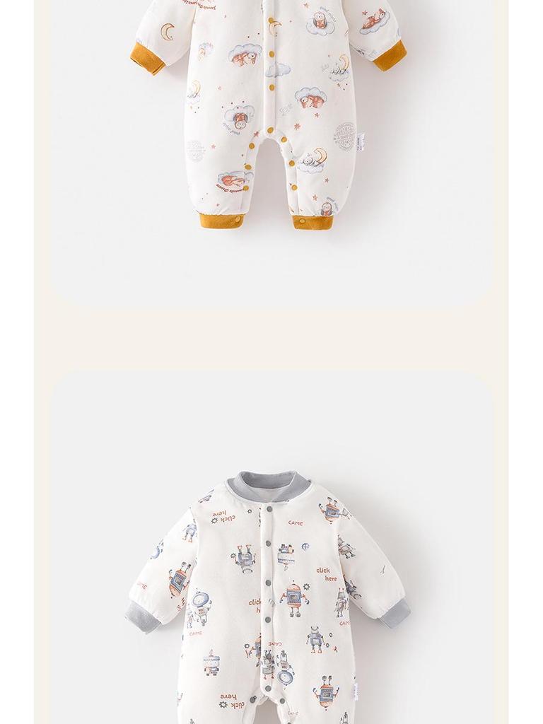 Zesílený bavlněný overal pro novorozence Zimní sada: Hřejivá dětská kombinéza