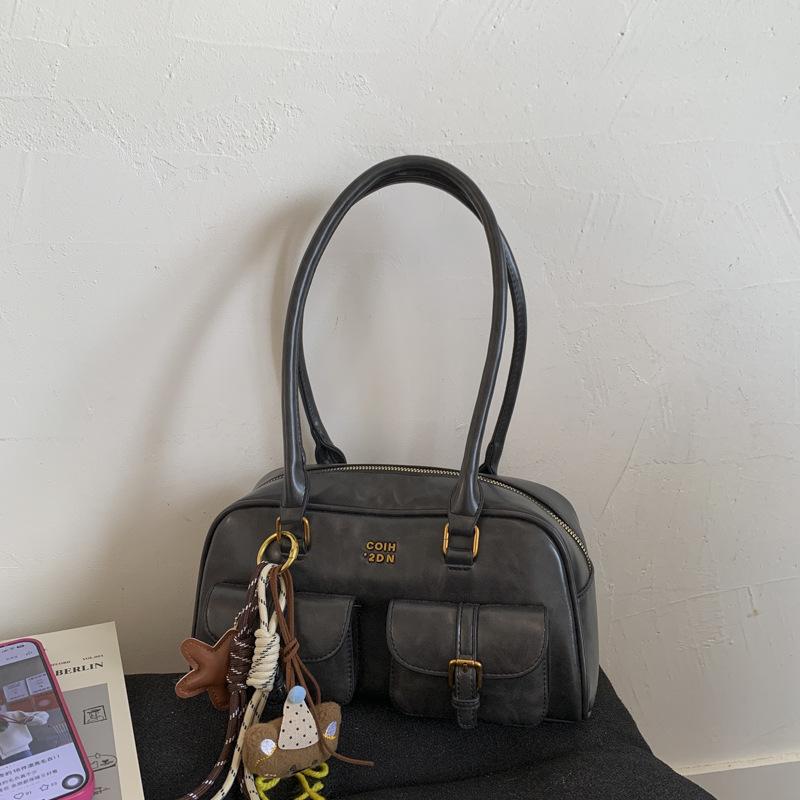 New Korean Retro Single-shoulder Bag, Fashionable and Trendy Casual Boston Bag, Stylish Bowling Bag