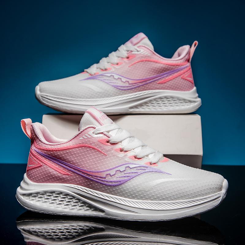 2025 Summer New Women's Shoes Mesh Breathable Versatile Casual Shoes Fashion Sports Running Shoes Flying Woven Printed Shoes
