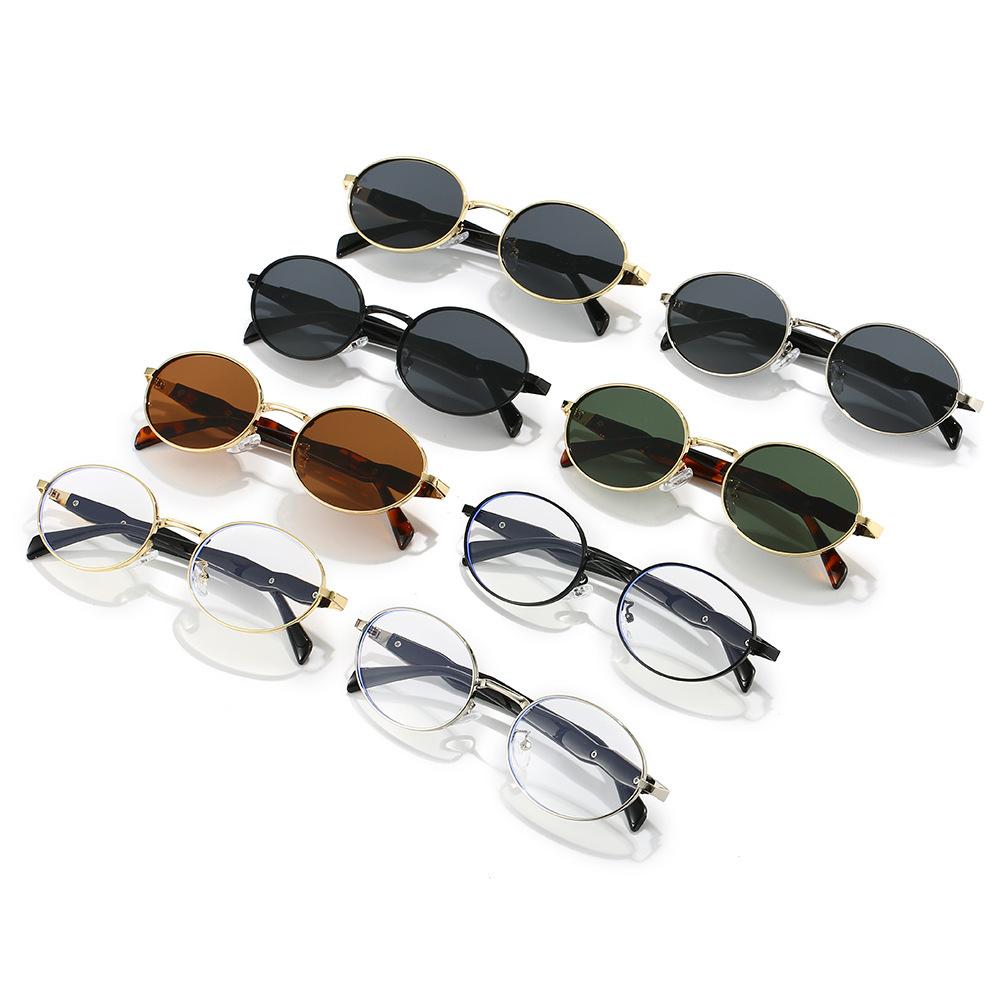 3pcs Oval Sunglasses Women Metal Retro Trend UV400 Luxury Brand Eyewear High Quality Classic Men Outdoor Sun Glasses