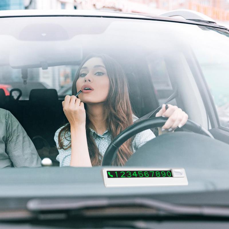 1PC Parking Number Plate Ornaments Car Moving Number Plate Creative Luminous Parking Phone Number Plate Automotive Supplies