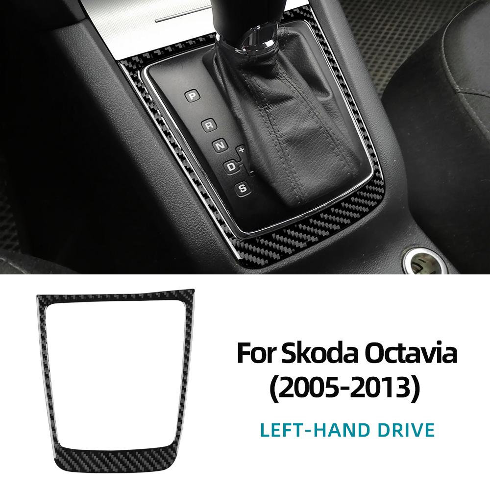 Moldura Exterior de Fibra de Carbono Suave Real para Consola de Palanca de Cambios Para Skoda Octavia 1z3 1z5 A5 2005 2006 2007 2008 2009 2010 2011 2012 2013