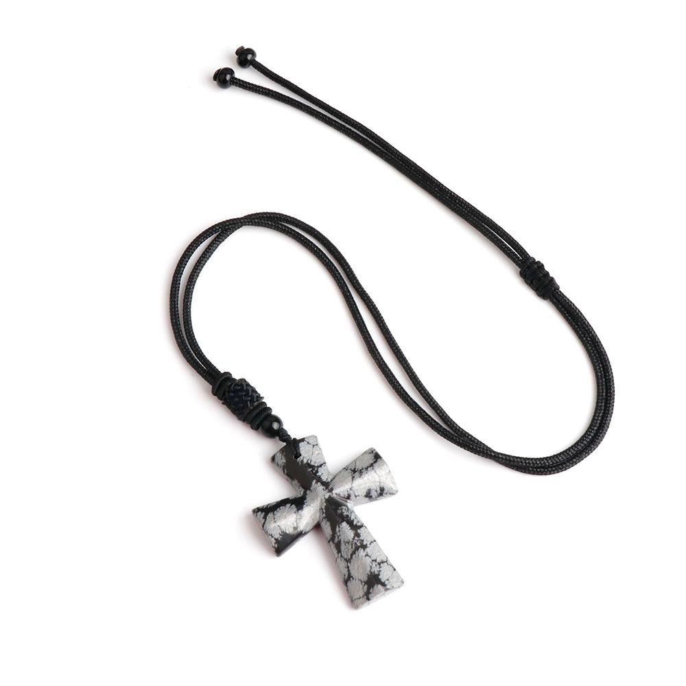 Colier Cruce Agat - Piatră Semiprețioasă Cadou de Crăciun Lanț Pulover