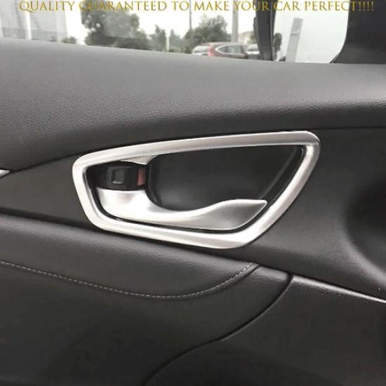 For Honda Civic 10th Gen 2016-2021 Chrome Matte Interior Door Handle Bezel Trim