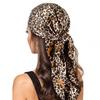 Leopard Scarves Women Leaf Print Foulard Satin Square Head Hijab Scarf Ladies Luxury Shawls Bandana Female Muffler Scarf