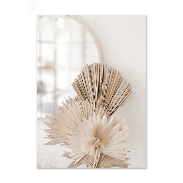 Nordic Beige Dandelion Painting Poster Reed Canvas Art Print Flower Posters Bunny Tail Grass Wall Art Picture Living Room Decor