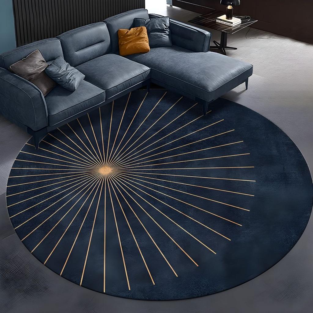 Luxury Round Rug for Study, Office, Computer Desk, Gaming Chair, Bedroom Vanity, Non-Slip Floor Mat for Stool