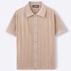 Men's Summer Casual Knit Jacquard Short Sleeve Cardigan Business Polo Shirt Button Front Lightweight Breathable Fabric