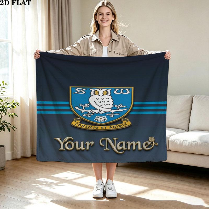 1PC Sheffield Wednesday Football Club Custom Name Patterned Flannel Blanket Suitable For All Seasons for Home Decor Warmth and Comfort Gifts Holiday P
