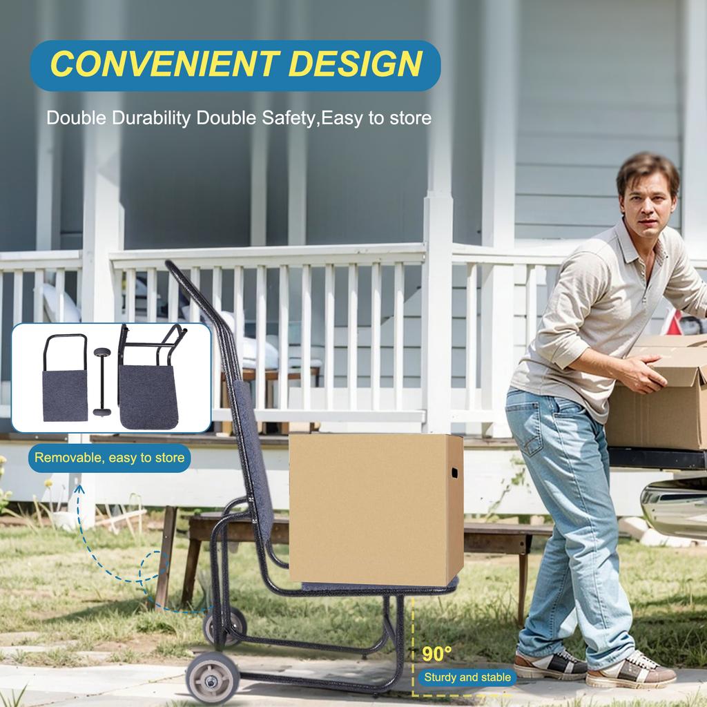Stacking Chair Dollies Multifunctional Thickened Chairs Transporter Wear Resist Metal Pull Cart for Party Event Activities