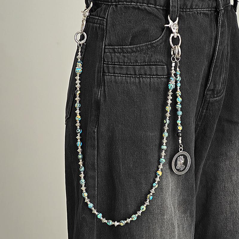 Vintage Red Skull Cross Trouser Chain Punk Street Jeans Accessories Men'S And Women'S Y2K Wine Bottle Tide Hip Hop Waist Chain