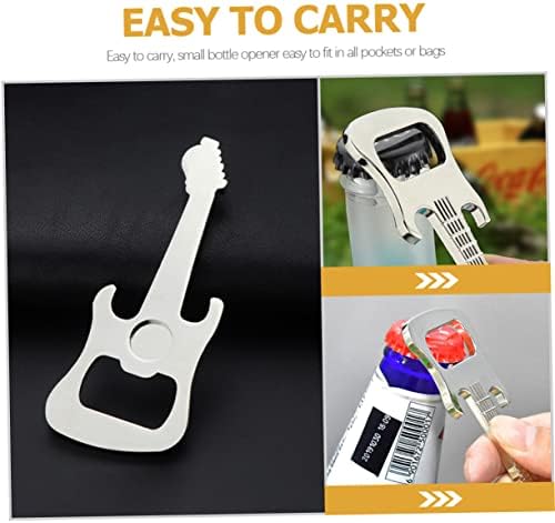 Cabilock 3-in-1 Bottle Opener Set, Guitar Shape Can Opener, Alloy Beer Bottle Opener Gadget, Silver 2-Pack * 3 Sets