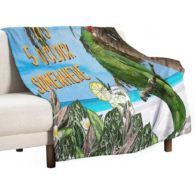 Где-то пять часов Пушистый Мягкий Плед 70 x80  Дышащий Удобный   Ара Попугай Животное Домашний питомец Флисовые Постельные Пледы для Дивана Кушетки Спальни Путешествий 30 x40